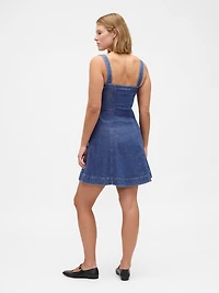 Denim Zip-Front Mini Dress