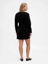 Velvet V-Neck Pocket Mini Dress