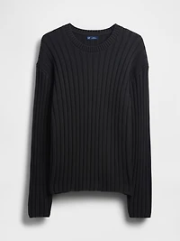 Wide Rib Slim Crewneck Sweater