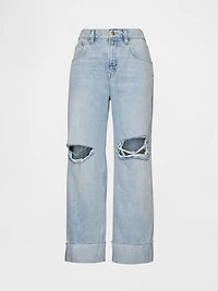 Low Slung Cuffed Relaxed Crop Jeans