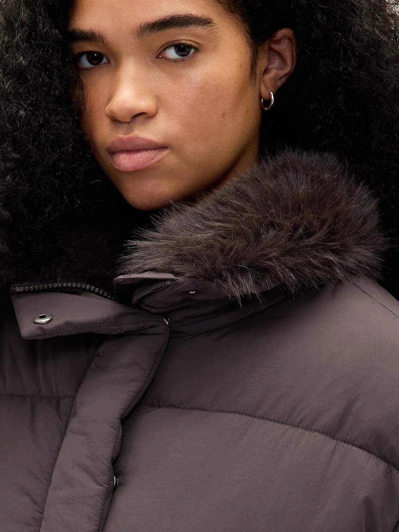 Faux Fur-Trim Puffer Jacket