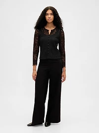 Lace Button-Front Top