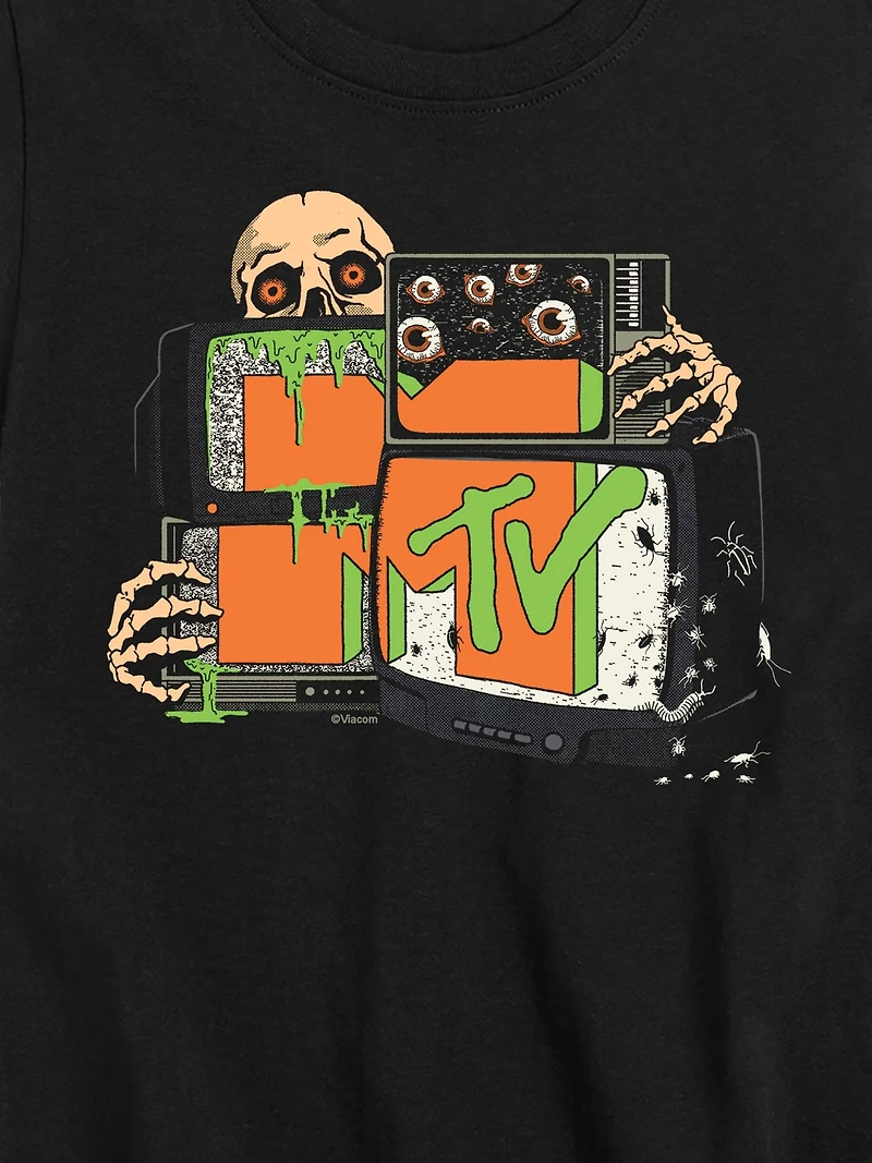Kids MTV Classic Logo Halloween Skeleton Static Short Sleeve T-Shirt