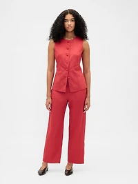 Linen-Blend Tie-Back Longline Vest