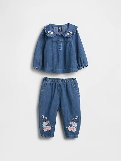 Baby Floral Denim Outfit Set