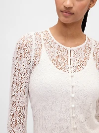 Lace Button-Front Top