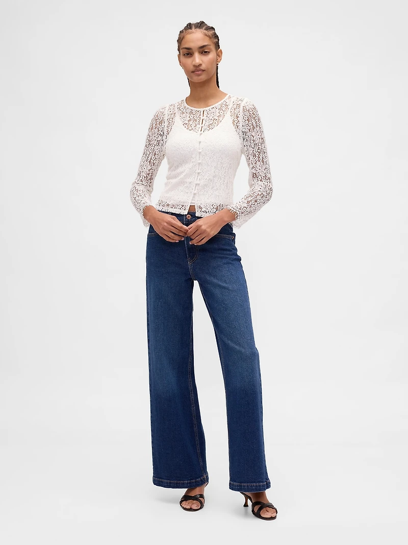 Lace Button-Front Top