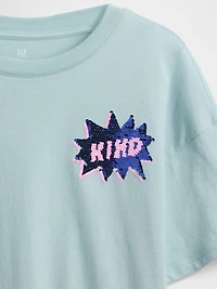 Kids Oversized Flippy Sequin Graphic T-Shirt