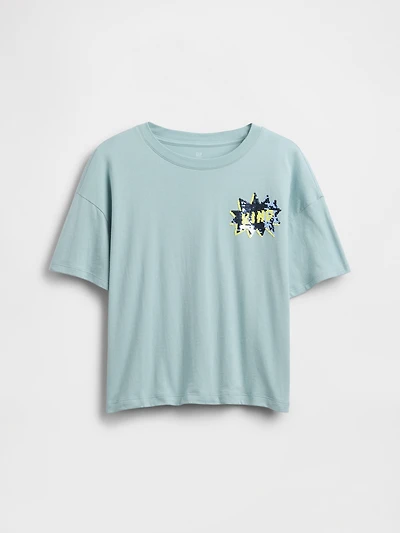 Kids Oversized Flippy Sequin Graphic T-Shirt