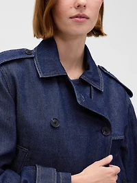 UltraSoft Denim Crop Trench Jacket