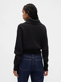 CashSoft Faux-Fur Collar Zip Cardigan Sweater