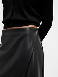 Recycled Vegan Leather Midi Wrap Skirt