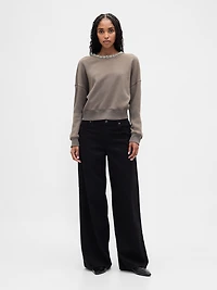 VintageSoft Jewel-Neck Crop Sweatshirt