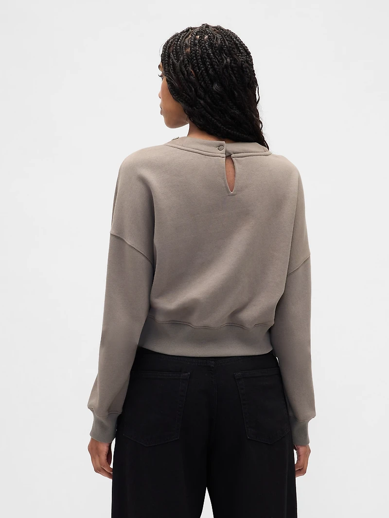 VintageSoft Jewel-Neck Crop Sweatshirt
