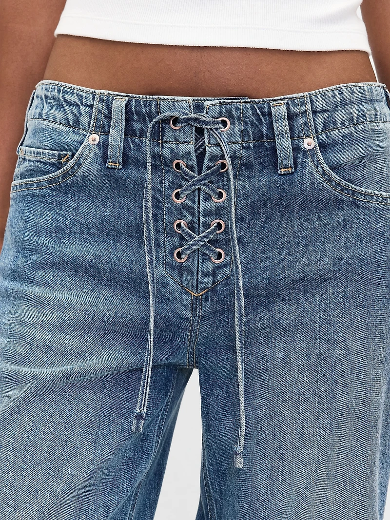 Low Rise '90s Loose Lace-Up Jeans