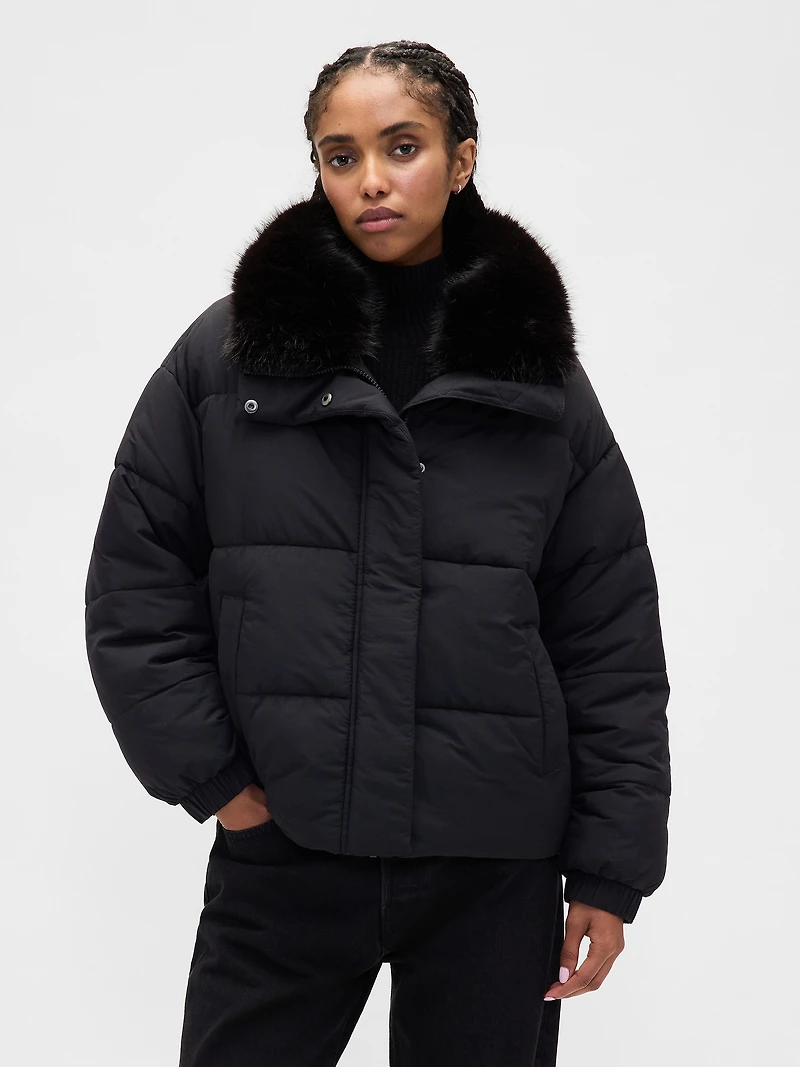 Fur-Trim Puffer Jacket