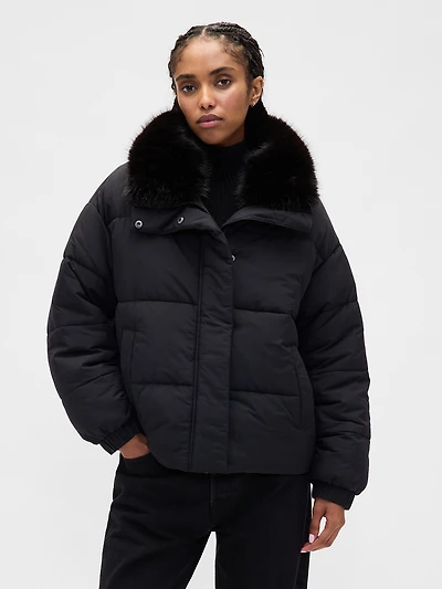 Fur-Trim Puffer Jacket