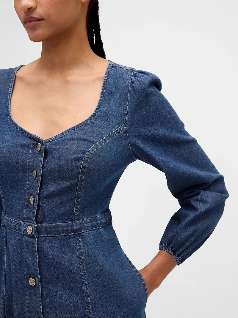 Denim Sweetheart Midi Dress