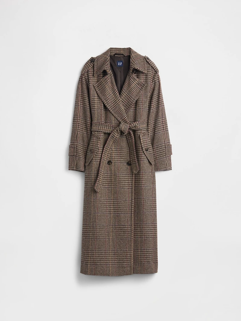Wool-Blend Herringbone Trench Coat