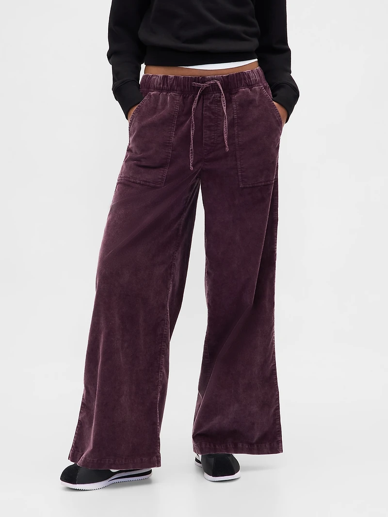 Mid Rise Corduroy Baggy Pants