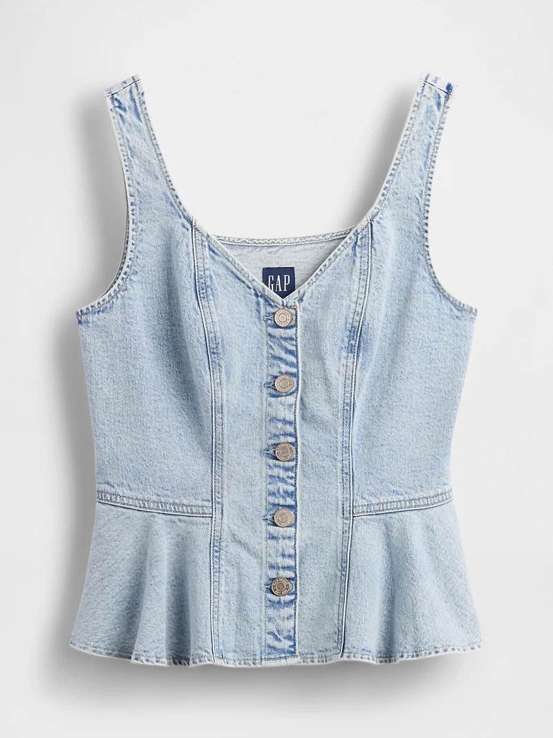 Denim Peplum Tank Top