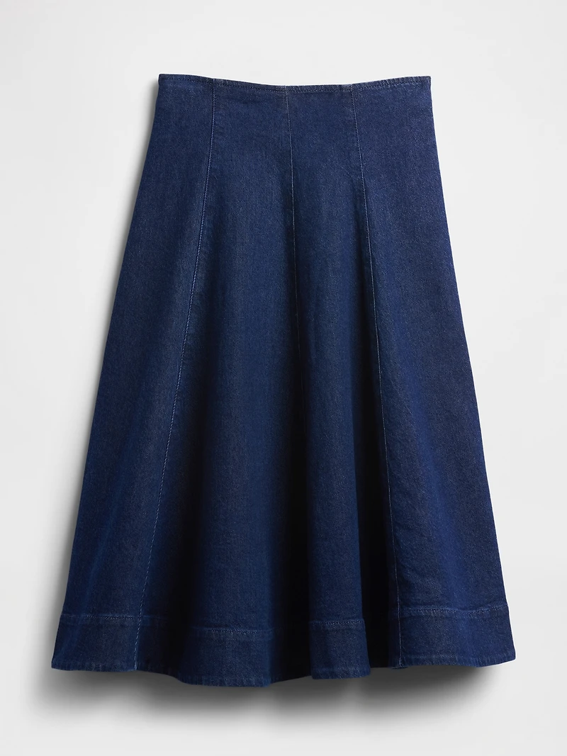 Denim Tulip Midi Skirt