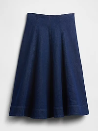 Denim Tulip Midi Skirt