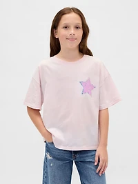 Kids Oversized Flippy Sequin Graphic T-Shirt
