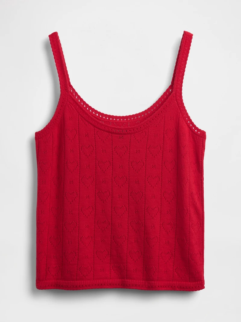 Lightweight CashSoft Pointelle Heart PJ Tank Top