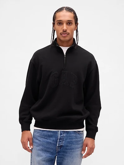 Heavyweight Oversized Logo Quarter-Zip Pullover