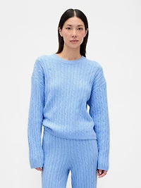 CashSoft Cable-Knit Crewneck Sweater