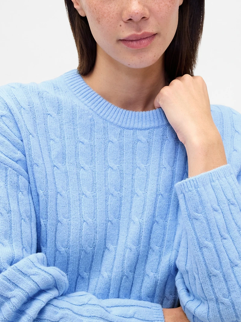 CashSoft Cable-Knit Crewneck Sweater