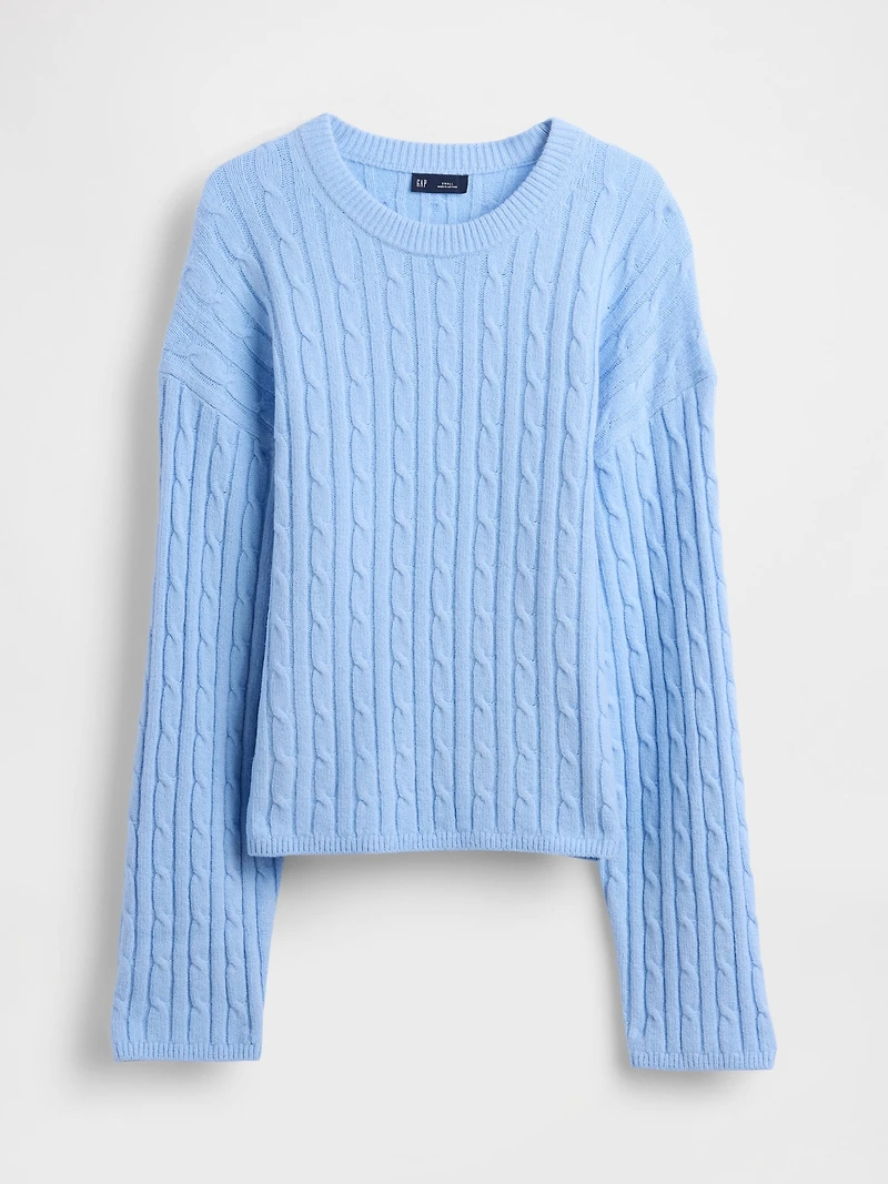 CashSoft Cable-Knit Crewneck Sweater