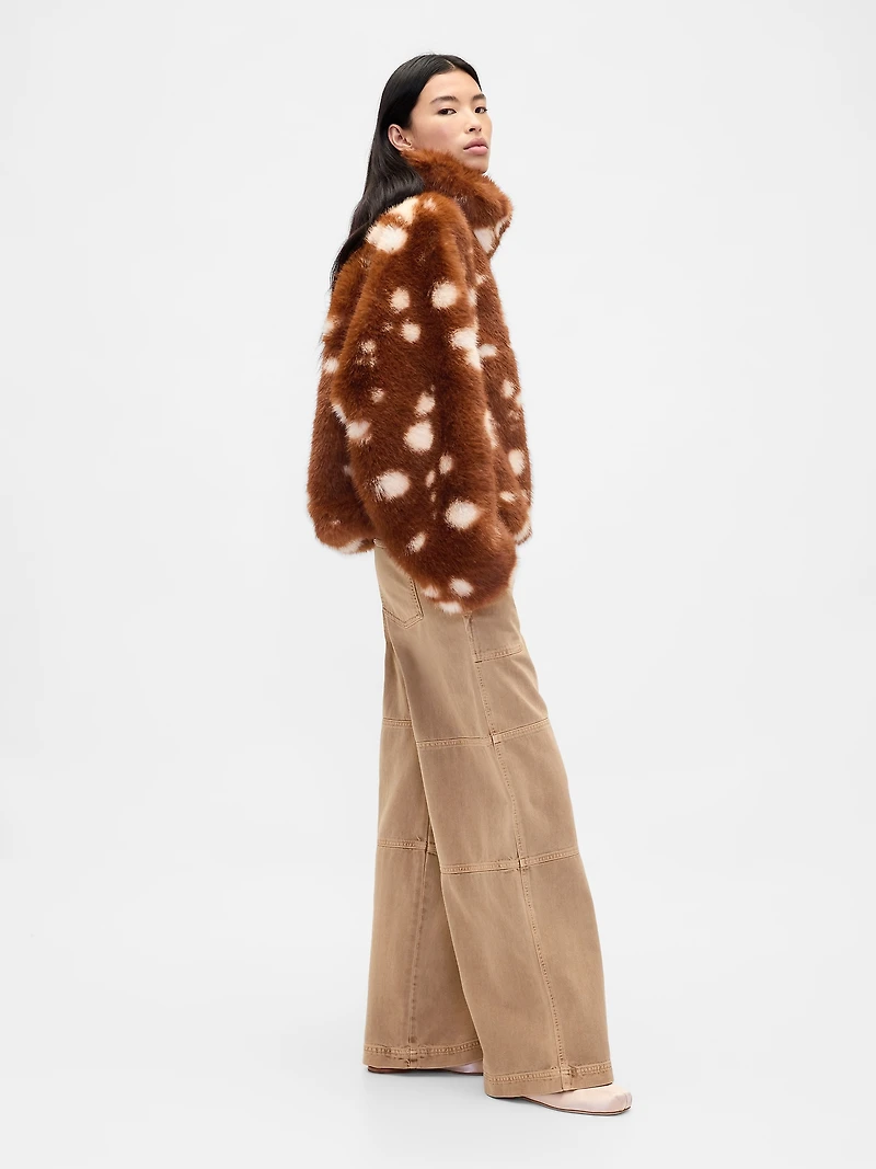 Gap × Sandy Liang Spotted Vegan Fur Half-Zip Pullover