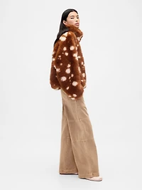 Gap × Sandy Liang Spotted Vegan Fur Half-Zip Pullover