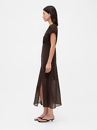 Lace-Trim V-Neck Maxi Dress