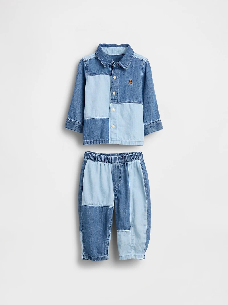 Baby Two-Tone Denim Outfit Set