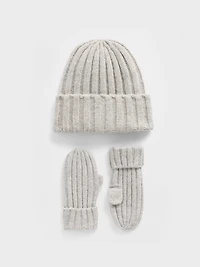 Baby & Toddler CashSoft Rib Beanie Mittens Set