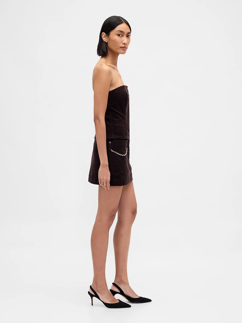 Corduroy Chain Pocket Mini Skort