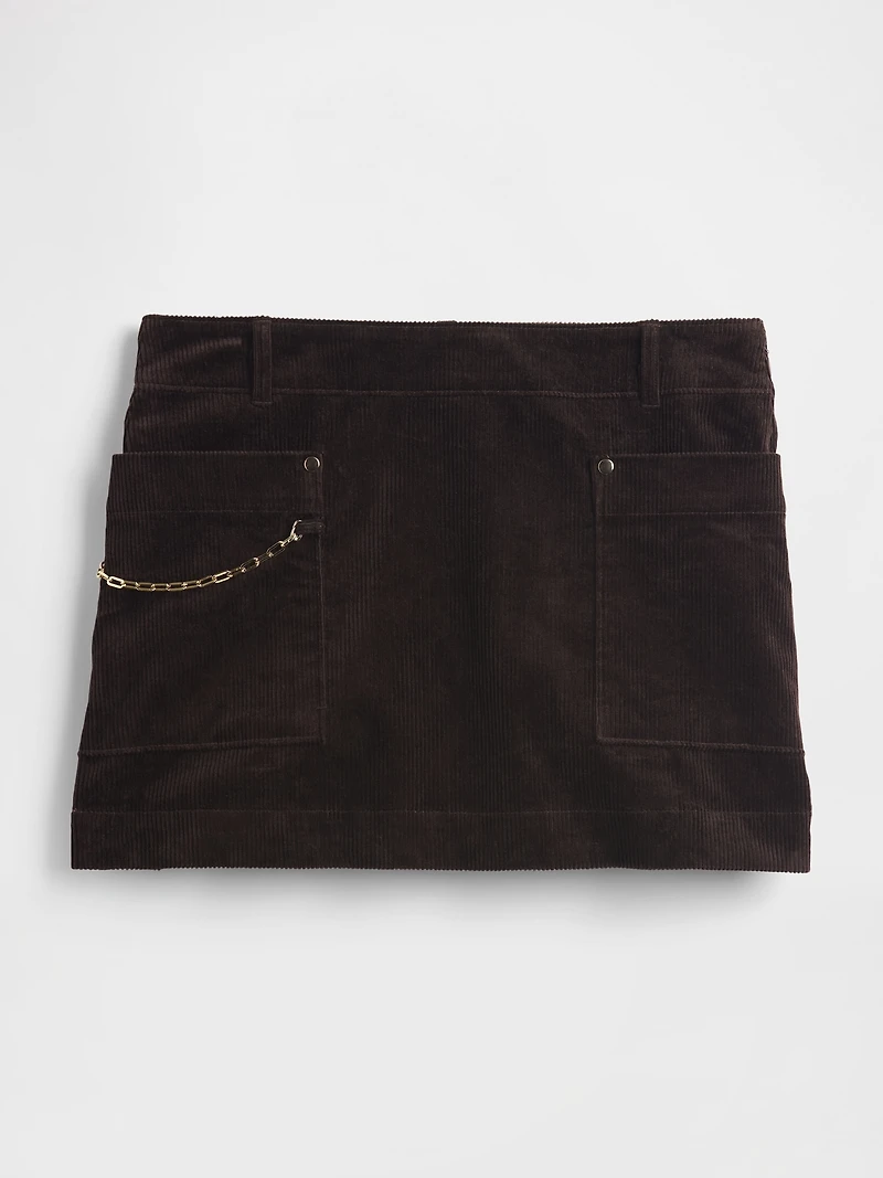 Corduroy Chain Pocket Mini Skort