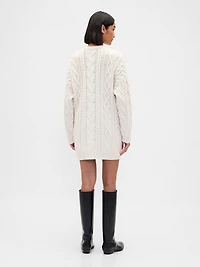 Cable-Knit Mini Sweater Dress