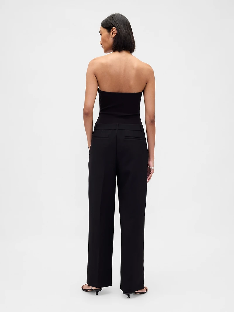Strapless Drop-Waist Mixed Media Jumpsuit