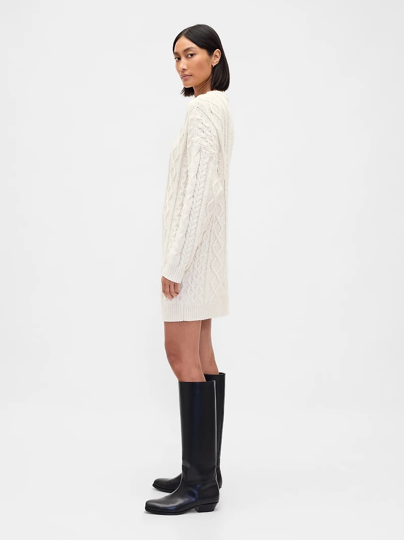 Cable-Knit Mini Sweater Dress
