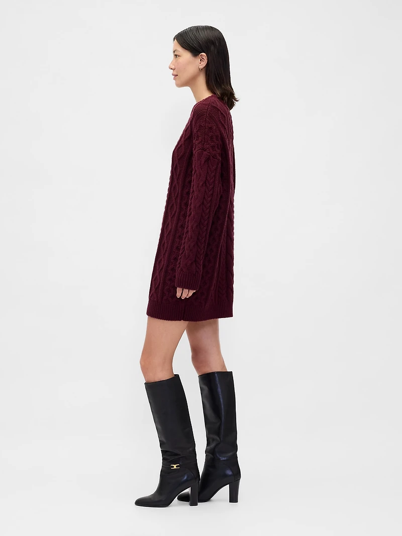 Cable-Knit Mini Sweater Dress