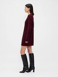 Cable-Knit Mini Sweater Dress