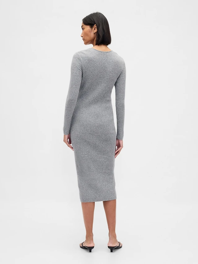 maeve pleated long sleeve midi sweater dress Maeve Pleated Long-Sleeve Midi Sweater Dress