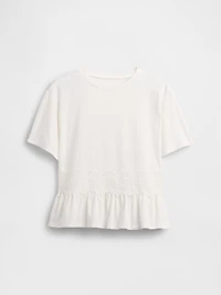Kids Lace-Trim Peplum T-Shirt