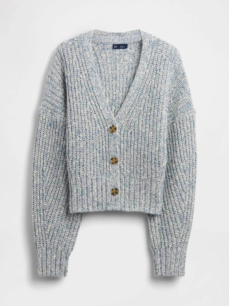 Cotton-Blend Crop Cardigan Sweater