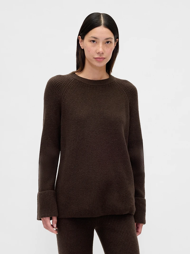 CashSoft Shaker-Stitch Boyfriend Sweater
