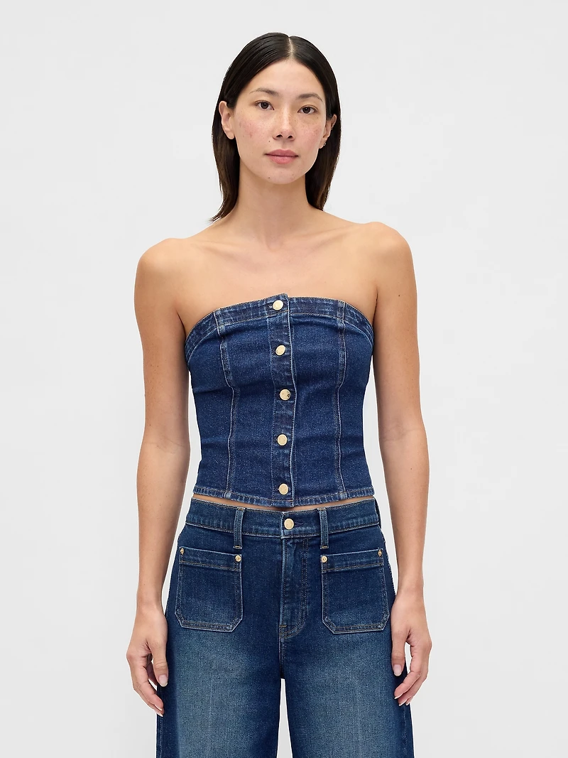 Denim Strapless Crop Vest